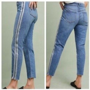 Silver tuxedo stripe cropped skinny jeans - Pilcro